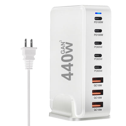 440W GaN USB Power Adapter Travel Charger with 3 x USB, 5 x PD Port, Plug:US Plug(White) - Multifunction Charger by PMC Jewellery | Online Shopping South Africa | PMC Jewellery | Buy Now Pay Later Mobicred