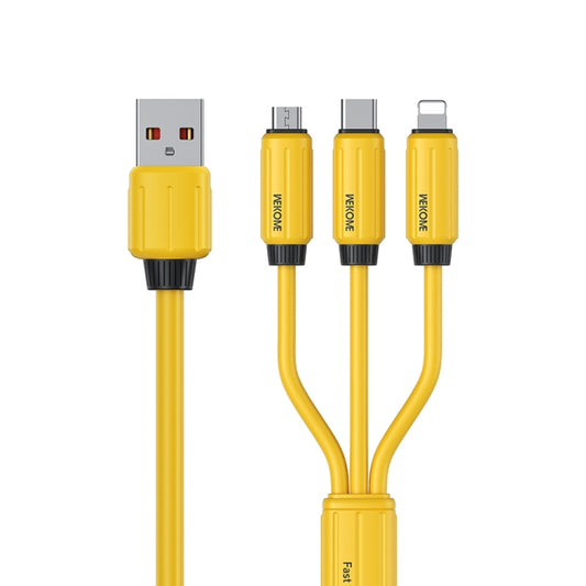 WK WDC-30 Elastic Silicone 1.2m 66W USB to 8 Pin / Type-C / Micro USB Fast Charging Data Cable(Yellow) - Multifunction Cable by WK | Online Shopping South Africa | PMC Jewellery | Buy Now Pay Later Mobicred