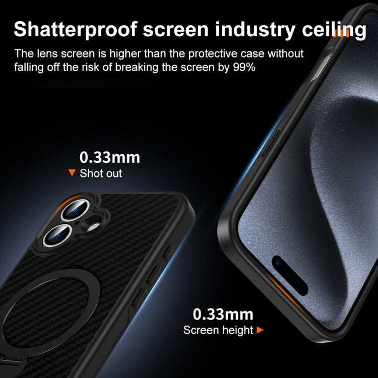 For iPhone 16 Pro Max Carbon Fiber MagSafe 360 Degree Rotating Holder Phone Case(Black) - free shipping - PMC Jewellery - Order now!