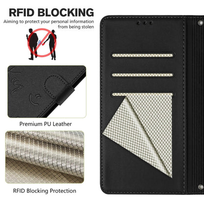 For Honor Magic6 Pro 5G Global Smile Embossing RFID Leather Phone Case(Black) - Honor Cases by PMC Jewellery | Online Shopping South Africa | PMC Jewellery | Buy Now Pay Later Mobicred