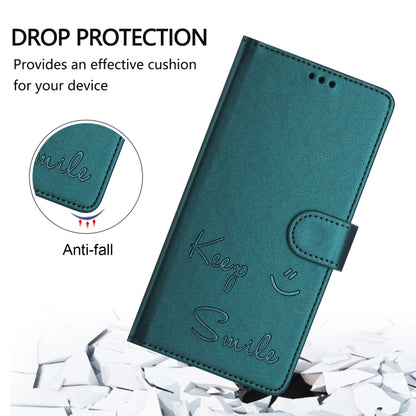 For Honor Magic6 Pro 5G Global Smile Embossing RFID Leather Phone Case(Peacock Green) - Honor Cases by PMC Jewellery | Online Shopping South Africa | PMC Jewellery | Buy Now Pay Later Mobicred