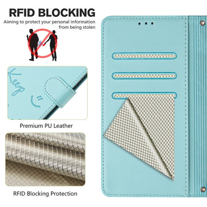 For Redmi K70 Ultra 5G Global Smile Embossing RFID Leather Phone Case(Mint Green) - Xiaomi Cases by PMC Jewellery | Online Shopping South Africa | PMC Jewellery | Buy Now Pay Later Mobicred