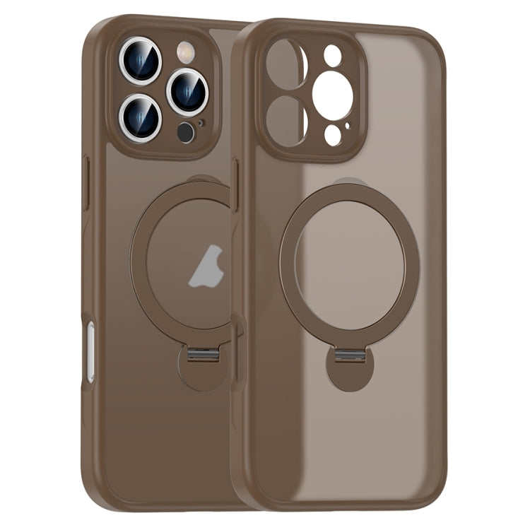 For iPhone 16 Pro Max Matte Texture 360 Degree Rotary Tone Holder MagSafe Phone Case(Bronze) - iPhone 16 Pro Max Cases by PMC Jewellery | Online Shopping South Africa | PMC Jewellery | Buy Now Pay Later Mobicred