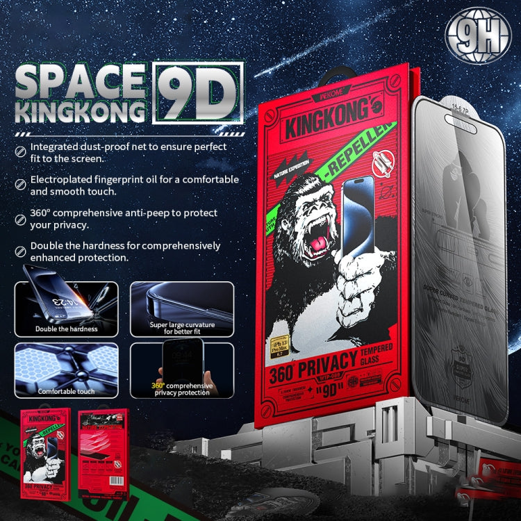 For iPhone 16 Plus / 15 Plus WK WTP-089 Space King Kong 9D Curved 360 Degree Privacy Tempered Glass Film - free shipping - PMC Jewellery - Order now!