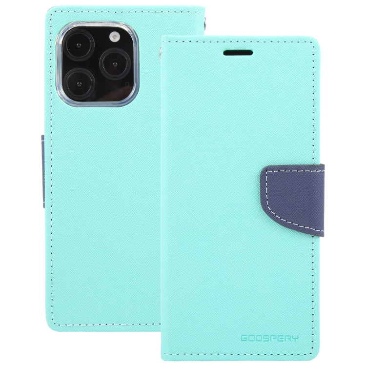 For iPhone 16 Pro GOOSPERY FANCY DIARY Cross Texture Leather Phone Case(Mint Green) - iPhone 16 Pro Cases by GOOSPERY | Online Shopping South Africa | PMC Jewellery | Buy Now Pay Later Mobicred