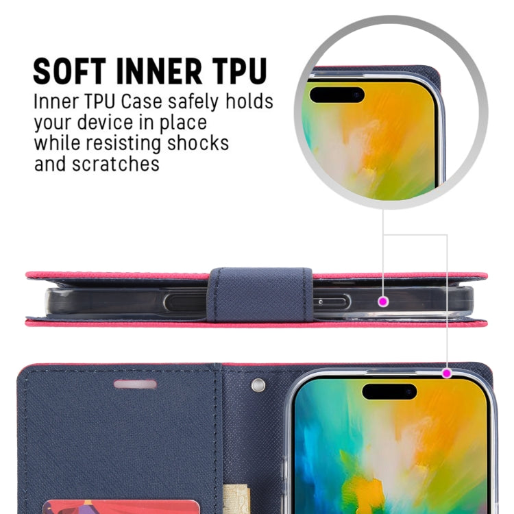 For iPhone 16 Plus GOOSPERY FANCY DIARY Cross Texture Leather Phone Case(Purple) - iPhone 16 Plus Cases by GOOSPERY | Online Shopping South Africa | PMC Jewellery | Buy Now Pay Later Mobicred