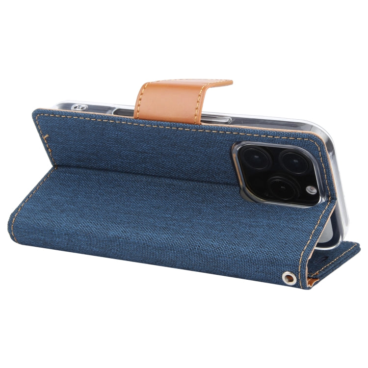 For iPhone 16 Pro Max GOOSPERY CANVAS DIARY Fabric Texture Flip Leather Phone Case(Navy Blue) - iPhone 16 Pro Max Cases by GOOSPERY | Online Shopping South Africa | PMC Jewellery | Buy Now Pay Later Mobicred