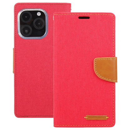 For iPhone 16 Pro GOOSPERY CANVAS DIARY Fabric Texture Flip Leather Phone Case(Red) - iPhone 16 Pro Cases by GOOSPERY | Online Shopping South Africa | PMC Jewellery | Buy Now Pay Later Mobicred