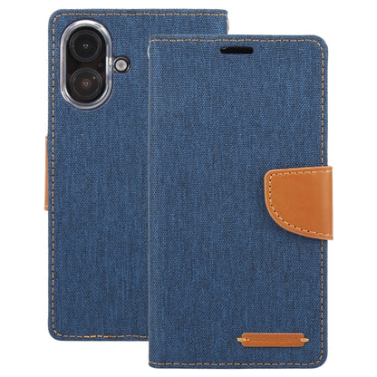 For iPhone 16 Plus GOOSPERY CANVAS DIARY Fabric Texture Flip Leather Phone Case(Navy Blue) - iPhone 16 Plus Cases by GOOSPERY | Online Shopping South Africa | PMC Jewellery | Buy Now Pay Later Mobicred