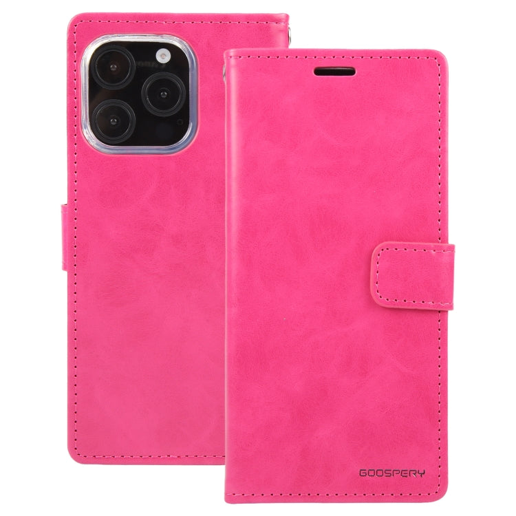 For iPhone 16 Pro GOOSPERY BLUE MOON Crazy Horse Texture Leather Phone Case(Rose Red) - iPhone 16 Pro Cases by GOOSPERY | Online Shopping South Africa | PMC Jewellery | Buy Now Pay Later Mobicred