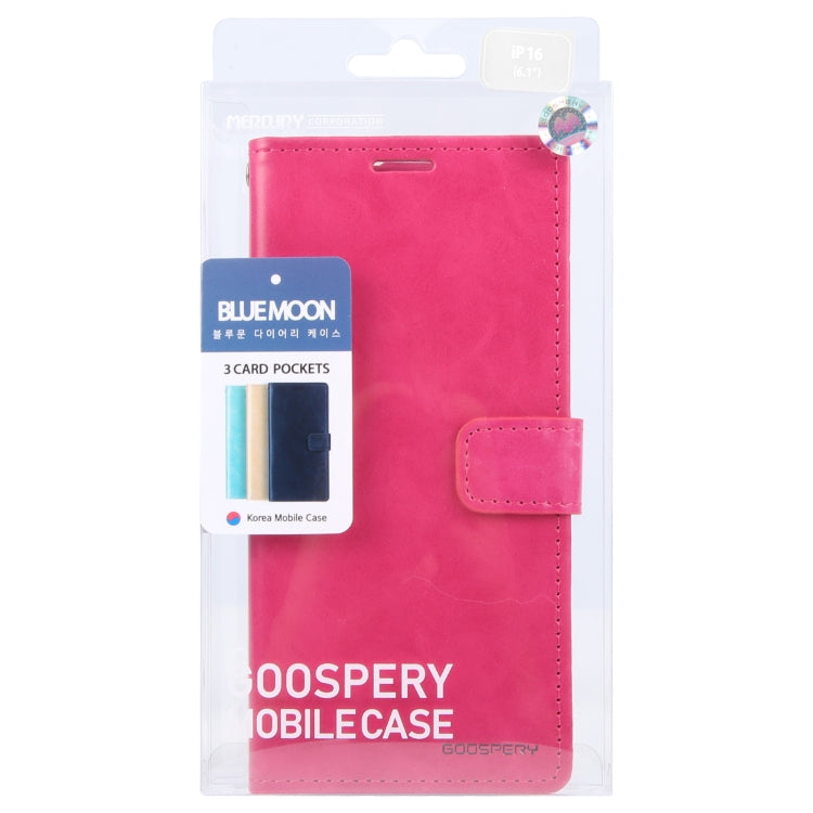 For iPhone 16 Plus GOOSPERY BLUE MOON Crazy Horse Texture Leather Phone Case(Rose Red) - iPhone 16 Plus Cases by GOOSPERY | Online Shopping South Africa | PMC Jewellery | Buy Now Pay Later Mobicred