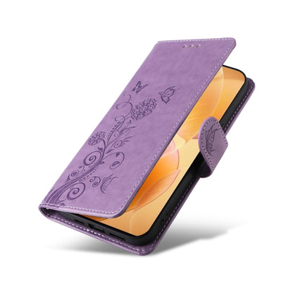 For Redmi K70 / K70 Pro Embossed Butterfly Flowers Leather Phone Case(Purple) - K70 Cases by PMC Jewellery | Online Shopping South Africa | PMC Jewellery | Buy Now Pay Later Mobicred