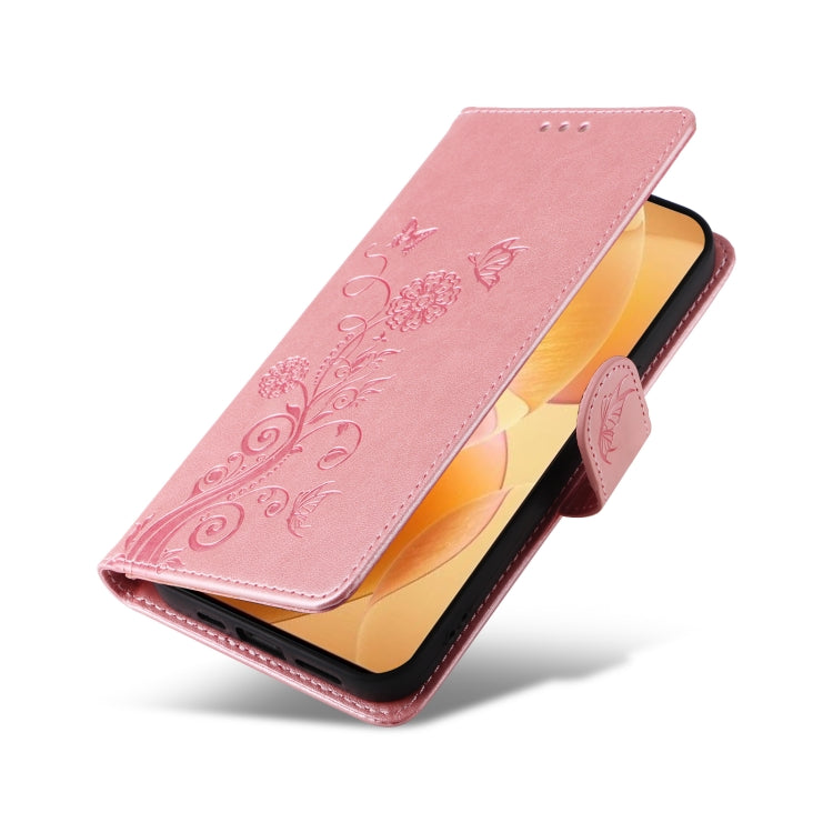 For Redmi K70 / K70 Pro Embossed Butterfly Flowers Leather Phone Case(Rose Gold) - K70 Cases by PMC Jewellery | Online Shopping South Africa | PMC Jewellery | Buy Now Pay Later Mobicred