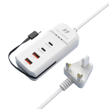 5 in 1 2 x PD 66W, 2 x USB Fast Charger Smart Power Socket, Length:1m(UK Plug) - Multifunction Charger by PMC Jewellery | Online Shopping South Africa | PMC Jewellery | Buy Now Pay Later Mobicred