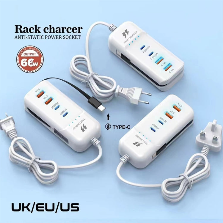 5 in 1 2 x PD 66W, 2 x USB Fast Charger Smart Power Socket, Length:1m(US Plug) - Multifunction Charger by PMC Jewellery | Online Shopping South Africa | PMC Jewellery | Buy Now Pay Later Mobicred