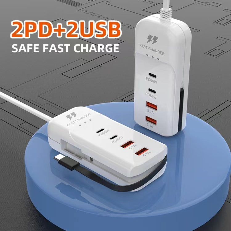 5 in 1 2 x PD 66W, 2 x USB Fast Charger Smart Power Socket, Length:1m(US Plug) - Multifunction Charger by PMC Jewellery | Online Shopping South Africa | PMC Jewellery | Buy Now Pay Later Mobicred