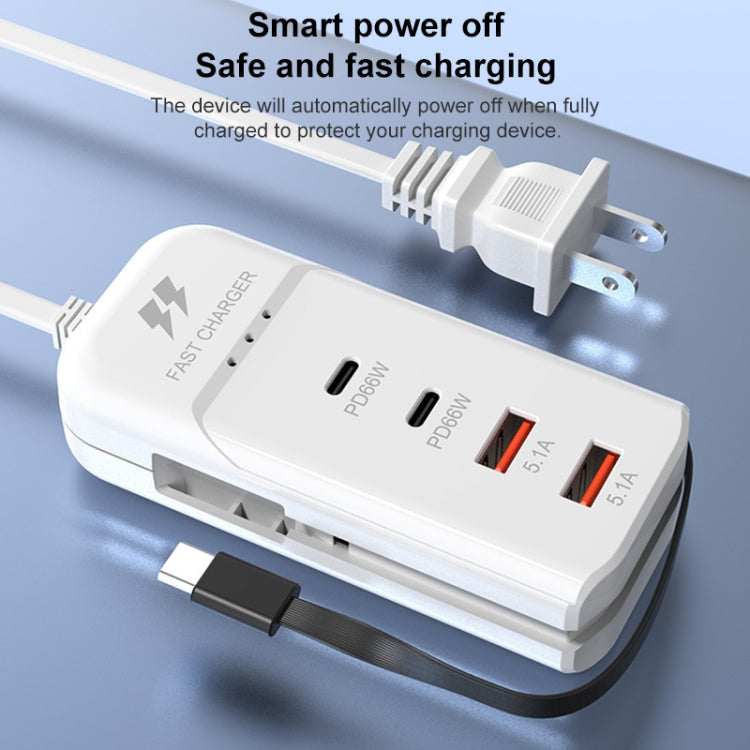 5 in 1 2 x PD 66W, 2 x USB Fast Charger Smart Power Socket, Length:1m(EU Plug) - Multifunction Charger by PMC Jewellery | Online Shopping South Africa | PMC Jewellery | Buy Now Pay Later Mobicred