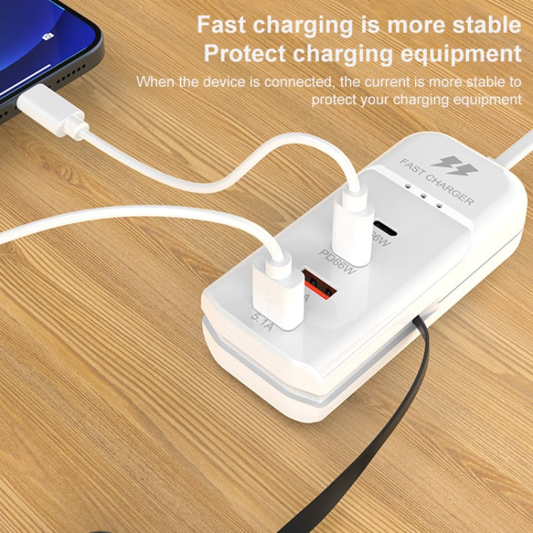 5 in 1 2 x PD 66W, 2 x USB Fast Charger Smart Power Socket, Length:1m(EU Plug) - Multifunction Charger by PMC Jewellery | Online Shopping South Africa | PMC Jewellery | Buy Now Pay Later Mobicred