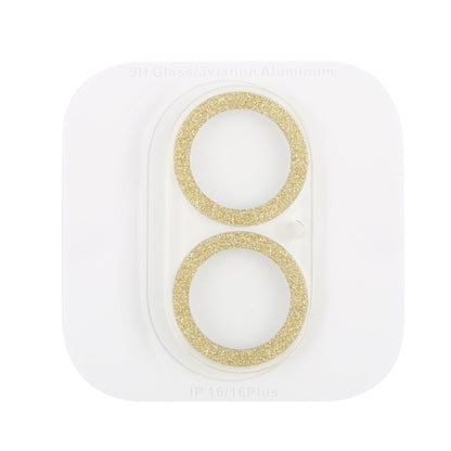 For iPhone 16 / 16 Plus Glitter Ring Tempered Glass Camera Lens Film(Gold) - iPhone 16 Plus Tempered Glass by PMC Jewellery | Online Shopping South Africa | PMC Jewellery | Buy Now Pay Later Mobicred