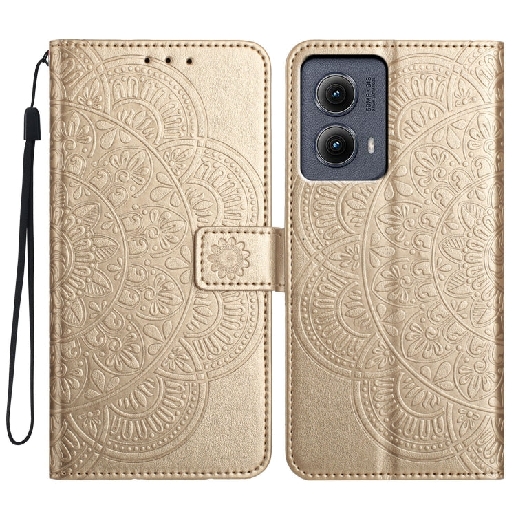 For Motorola Edge 2024 Flower Embossed Leather Phone Case(Gold) - Motorola Cases by PMC Jewellery | Online Shopping South Africa | PMC Jewellery | Buy Now Pay Later Mobicred