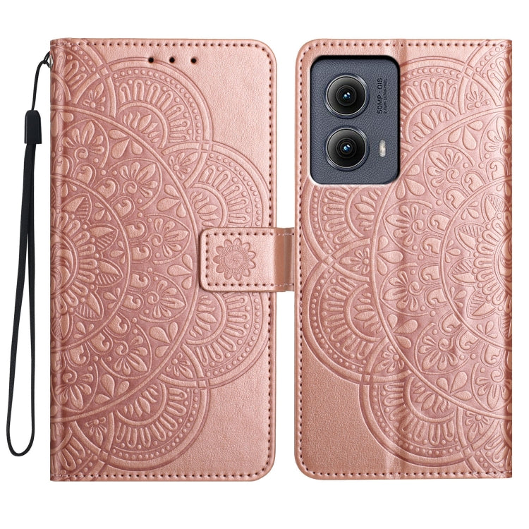 For Motorola Edge 2024 Flower Embossed Leather Phone Case(Rose Gold) - Motorola Cases by PMC Jewellery | Online Shopping South Africa | PMC Jewellery | Buy Now Pay Later Mobicred