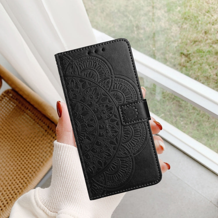 For Motorola Edge 2024 Flower Embossed Leather Phone Case(Black) - Motorola Cases by PMC Jewellery | Online Shopping South Africa | PMC Jewellery | Buy Now Pay Later Mobicred