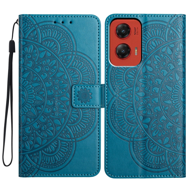 For Motorola Moto G Stylus 5G 2024 Flower Embossed Leather Phone Case(Blue) - Motorola Cases by PMC Jewellery | Online Shopping South Africa | PMC Jewellery | Buy Now Pay Later Mobicred