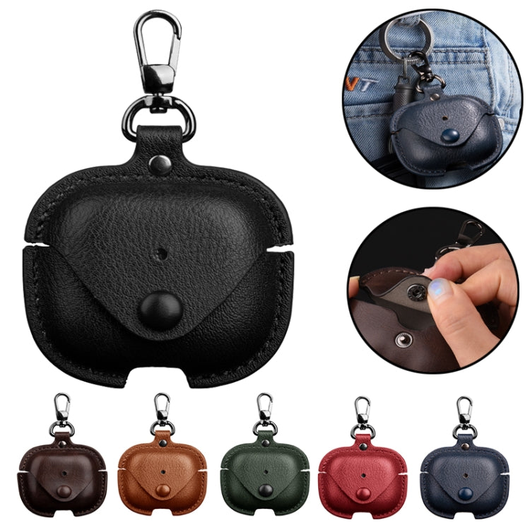 For AirPods 4 Business Leather Earphone Protective Case with Hook(Red) - free shipping - PMC Jewellery - Order now!