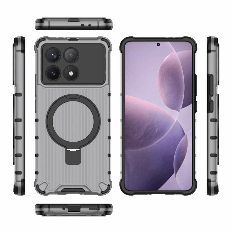 For Redmi K70 5G Grating Holder Shockproof Phone Case(Transparent Black) - K70 Cases by PMC Jewellery | Online Shopping South Africa | PMC Jewellery | Buy Now Pay Later Mobicred