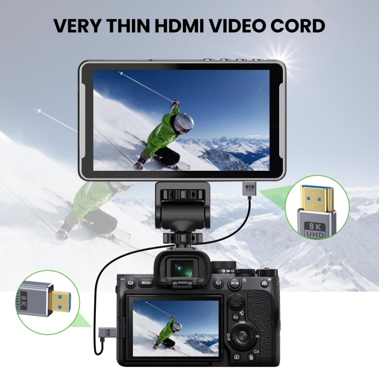 60cm Coaxial Micro HDMI to HDMI 8K UHD 48Gbps Video Connection Cable, Style:Left Elbow - Cable by PMC Jewellery | Online Shopping South Africa | PMC Jewellery | Buy Now Pay Later Mobicred