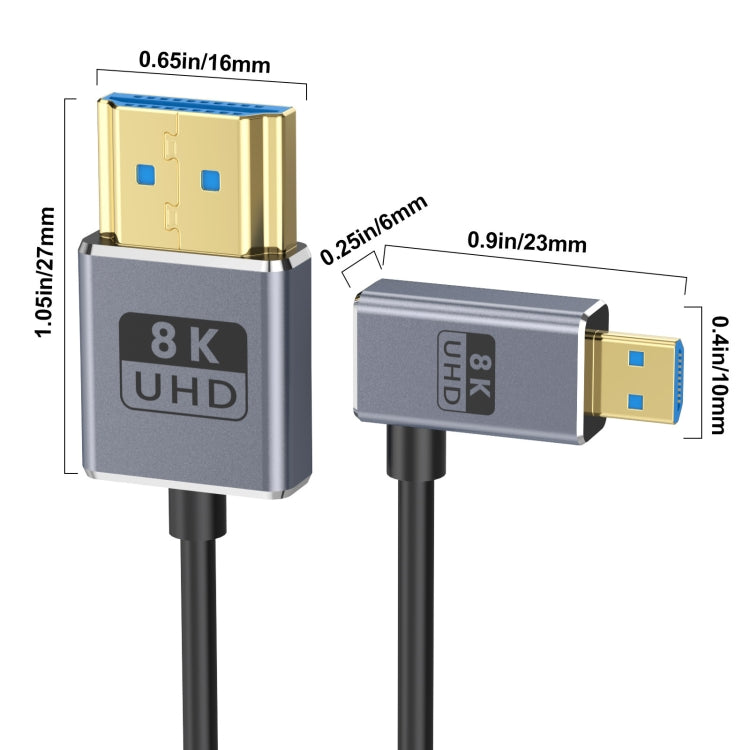 1.2m Coaxial Micro HDMI to HDMI 8K UHD 48Gbps Video Connection Cable, Style:Right Elbow - Cable by PMC Jewellery | Online Shopping South Africa | PMC Jewellery | Buy Now Pay Later Mobicred
