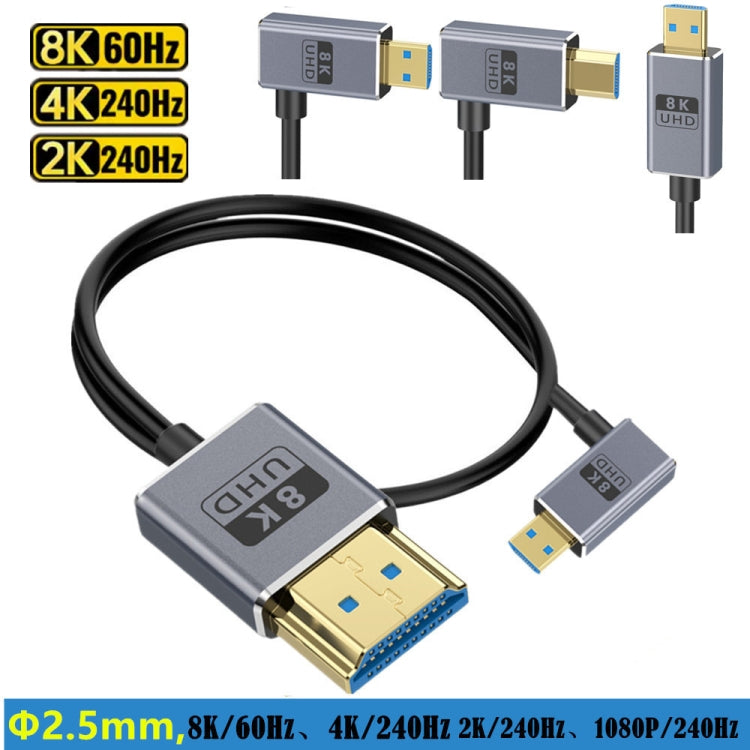 1.2m Coaxial Micro HDMI to HDMI 8K UHD 48Gbps Video Connection Cable, Style:Left Elbow - Cable by PMC Jewellery | Online Shopping South Africa | PMC Jewellery | Buy Now Pay Later Mobicred
