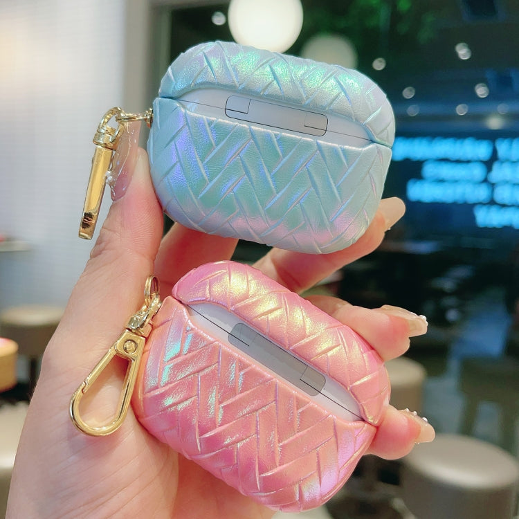 For AirPods 3 Colorful Weaving Texture Earbuds Box PC Case with Hook(White) - For AirPods 3 by PMC Jewellery | Online Shopping South Africa | PMC Jewellery | Buy Now Pay Later Mobicred