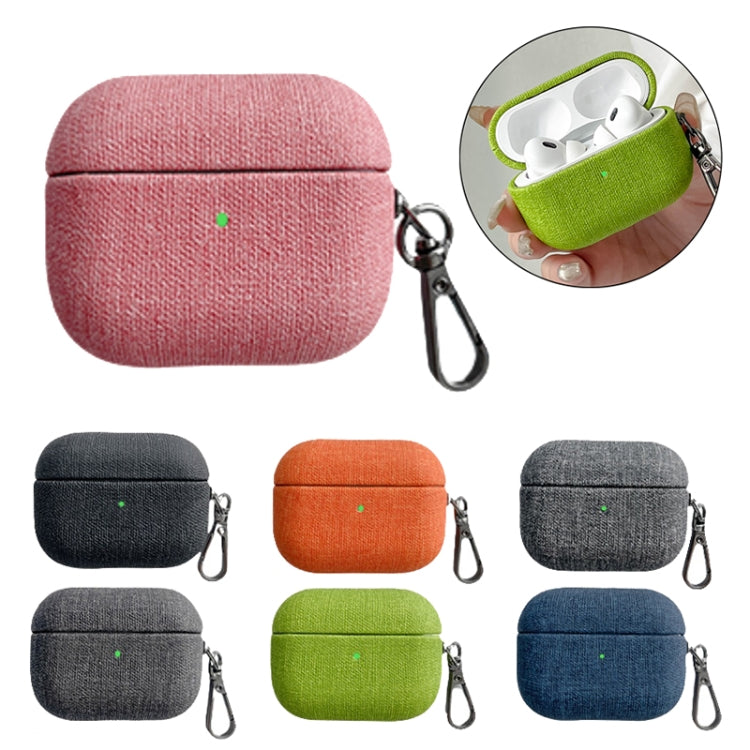 For AirPods Pro Fine Cloth Texture Earbuds Box PC Case with Hook(Pink) - For AirPods Pro by PMC Jewellery | Online Shopping South Africa | PMC Jewellery | Buy Now Pay Later Mobicred
