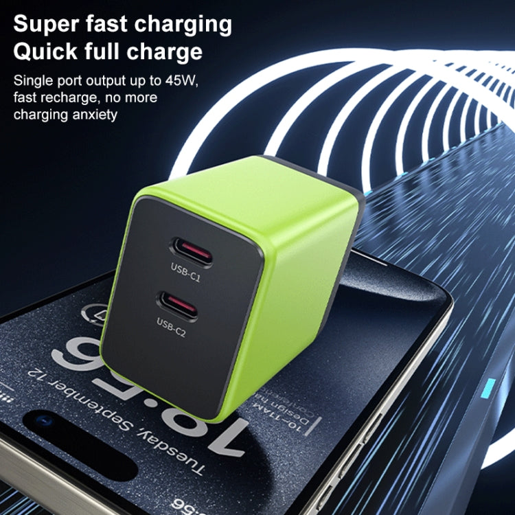 WK WP-U33 45W USB-C / Type-Cx2 GaN Fast Charger, Plug Type:UK Plug(Green) - USB Charger by WK | Online Shopping South Africa | PMC TechLife | Buy Now Pay Later Mobicred