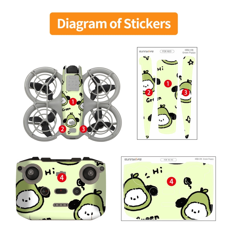 For DJI Neo Drone Body Remote Control Protective Sticker(Green Puppy) - free shipping - PMC TechLife - Order now!