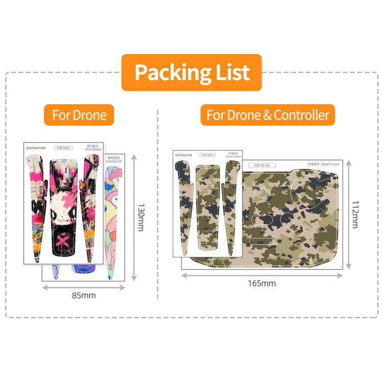 For DJI Neo 2pcs Combo Drone Body Protective Stickers(Pink Rabbit + Colorful Elf) - free shipping - PMC TechLife - Order now!