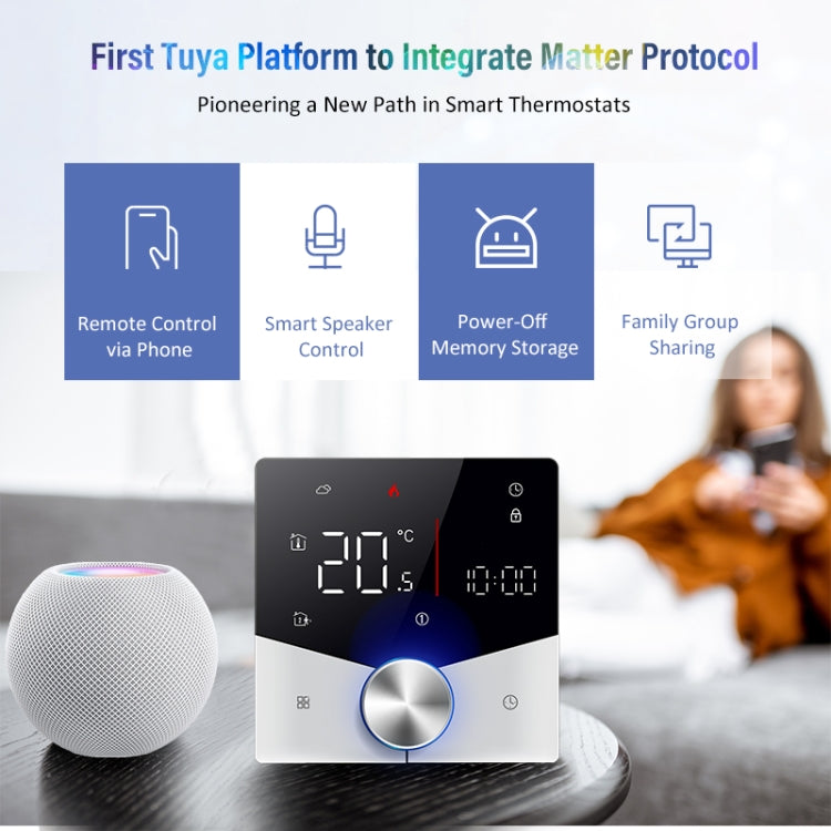BHT-009GALW-MT Water Heating WiFi Smart Home LED Thermostat with Matter(Black) - Thermostat & Thermometer by PMC Jewellery | Online Shopping South Africa | PMC Jewellery | Buy Now Pay Later Mobicred