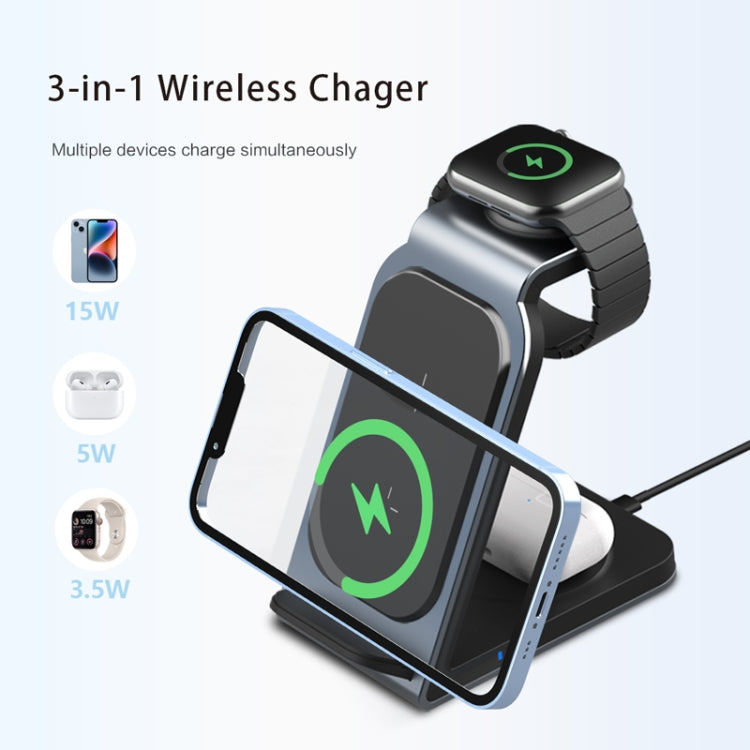 SW17 3 in 1 Metal Vertical Wireless Charger(Tarnish) - Wireless Charger by PMC Jewellery | Online Shopping South Africa | PMC Jewellery | Buy Now Pay Later Mobicred