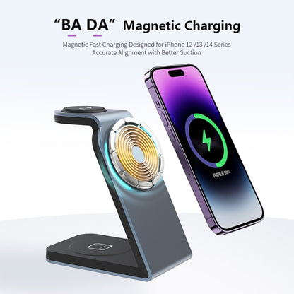 SW18 3 in 1 Metal Magnetic Wireless Charger(Silver) - Wireless Charger by PMC Jewellery | Online Shopping South Africa | PMC Jewellery | Buy Now Pay Later Mobicred