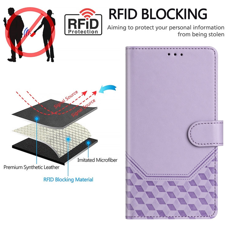 For Sony Xperia 1 VI 2024 Honeycomb Embossing RFID Leather Phone Case(Light Purple) - Sony Cases by PMC Jewellery | Online Shopping South Africa | PMC Jewellery | Buy Now Pay Later Mobicred