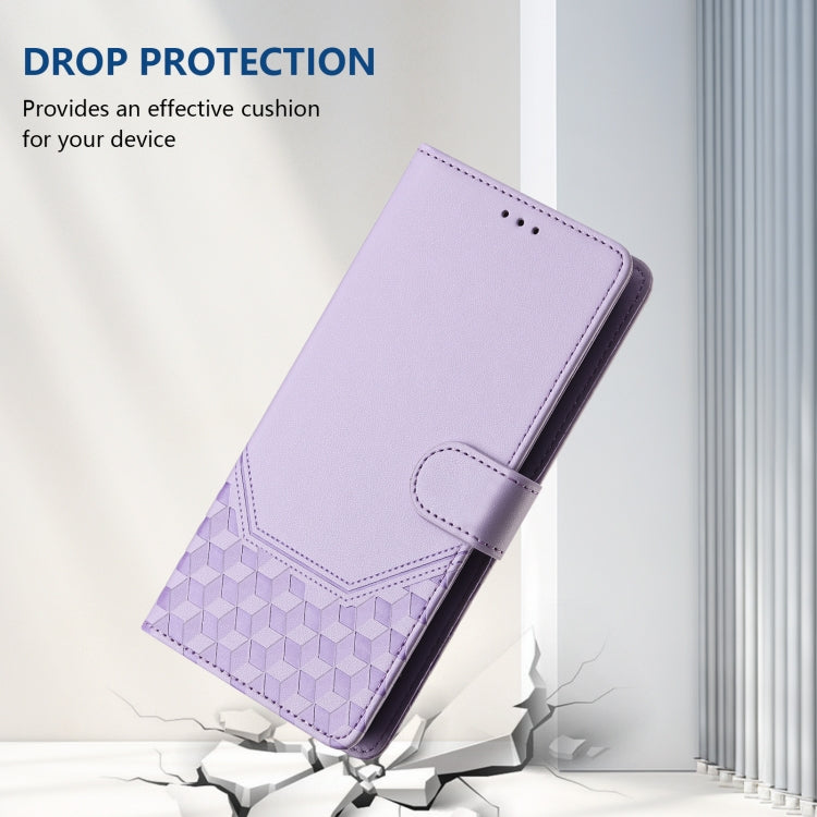 For Sony Xperia 1 VI 2024 Honeycomb Embossing RFID Leather Phone Case(Light Purple) - Sony Cases by PMC Jewellery | Online Shopping South Africa | PMC Jewellery | Buy Now Pay Later Mobicred