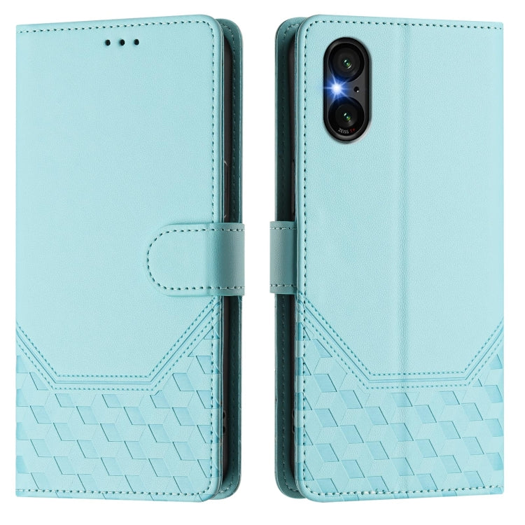 For Sony Xperia 5 VI 2024 Honeycomb Embossing RFID Leather Phone Case(Mint Green) - Sony Cases by PMC Jewellery | Online Shopping South Africa | PMC Jewellery | Buy Now Pay Later Mobicred