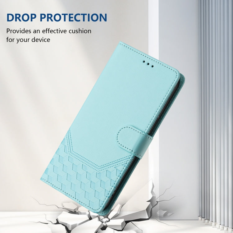 For Sony Xperia 5 VI 2024 Honeycomb Embossing RFID Leather Phone Case(Mint Green) - Sony Cases by PMC Jewellery | Online Shopping South Africa | PMC Jewellery | Buy Now Pay Later Mobicred