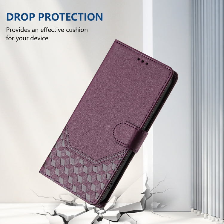 For Sony Xperia 5 VI 2024 Honeycomb Embossing RFID Leather Phone Case(Violet) - Sony Cases by PMC Jewellery | Online Shopping South Africa | PMC Jewellery | Buy Now Pay Later Mobicred