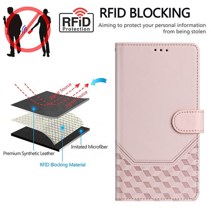 For Sony Xperia 10 VI 2024 Honeycomb Embossing RFID Leather Phone Case(Pink) - Sony Cases by PMC Jewellery | Online Shopping South Africa | PMC Jewellery | Buy Now Pay Later Mobicred