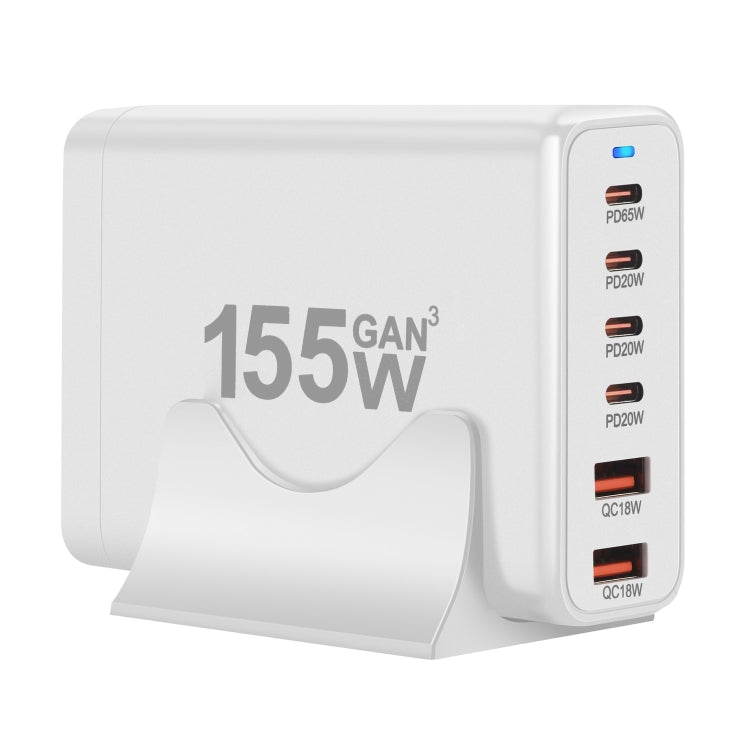 155W 4Type-C, 2USB 6-Ports Desktop Fast Charger, Plug Type:US Plug(White) - Multifunction Charger by PMC Jewellery | Online Shopping South Africa | PMC Jewellery | Buy Now Pay Later Mobicred