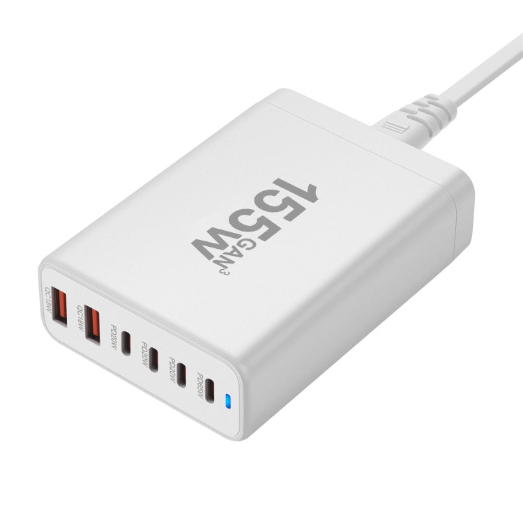 155W 4Type-C, 2USB 6-Ports Desktop Fast Charger, Plug Type:UK Plug(White) - Multifunction Charger by PMC Jewellery | Online Shopping South Africa | PMC Jewellery | Buy Now Pay Later Mobicred