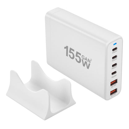 155W 4Type-C, 2USB 6-Ports Desktop Fast Charger, Plug Type:UK Plug(White) - Multifunction Charger by PMC Jewellery | Online Shopping South Africa | PMC Jewellery | Buy Now Pay Later Mobicred