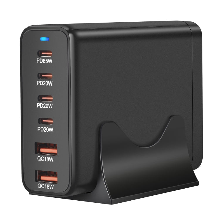 155W 4Type-C, 2USB 6-Ports Desktop Fast Charger, Plug Type:EU Plug(Black) - Multifunction Charger by PMC Jewellery | Online Shopping South Africa | PMC Jewellery | Buy Now Pay Later Mobicred